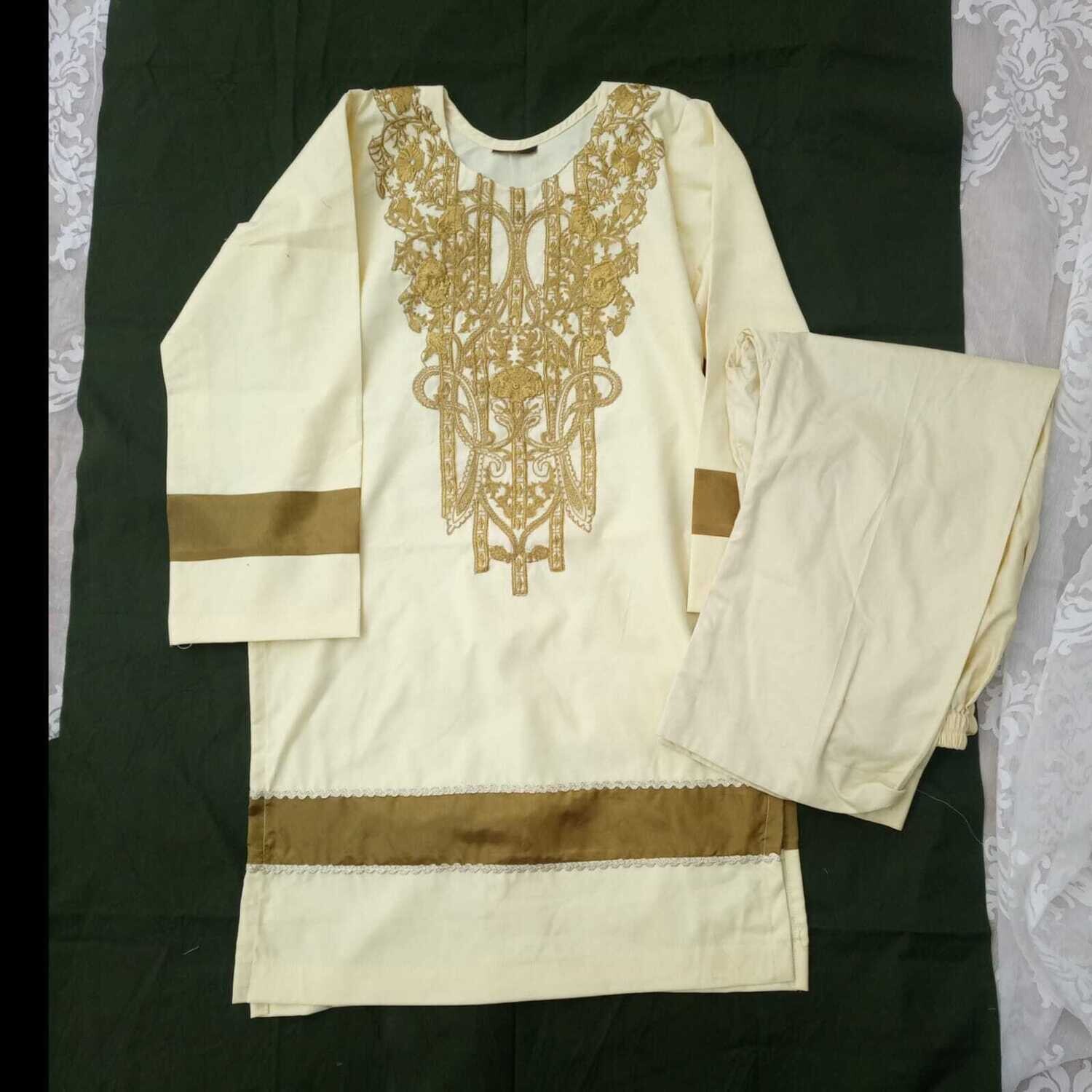 PATCH EMBROIDED SUIT with white plain trouser