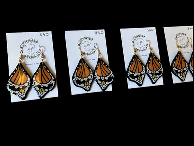 Limited edition Monarch Butterfly Art Deco style dangles