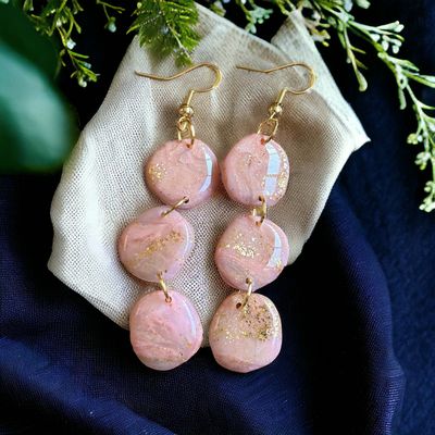 Pink Faux gemstone Handmade Drop Earrings