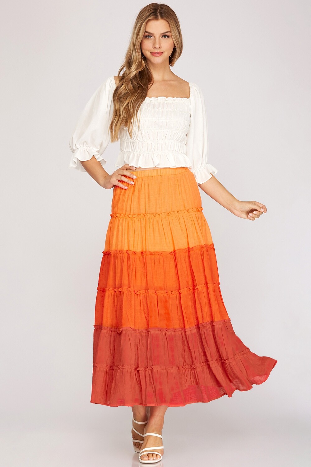 Orange long skirt SY3539, Size: S