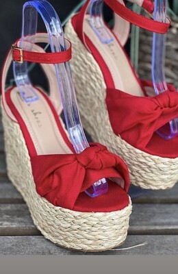 Red Bow Platform tie ankle 36.5