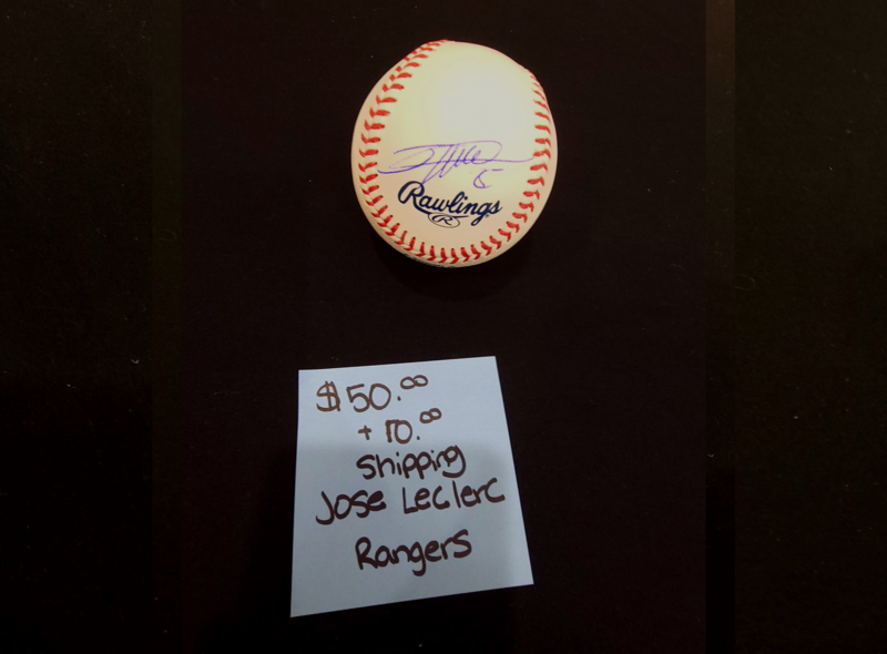 " José Leclerc " Rangers Signed Baseball