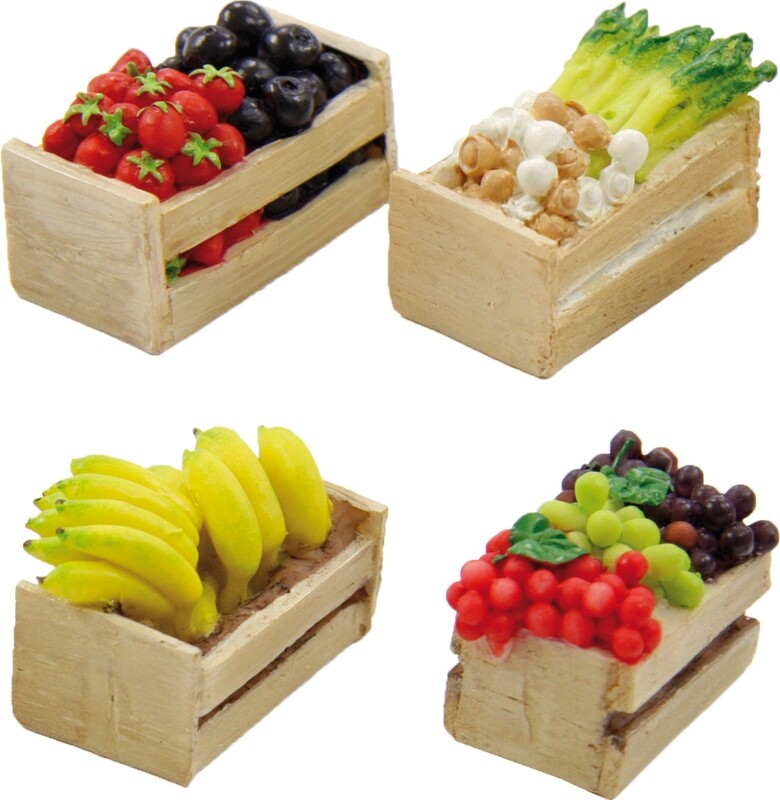 Obststeigen Set. Wichteltür Zubehör. Miniaturen. Wichtelmarkt. Dekoartikel