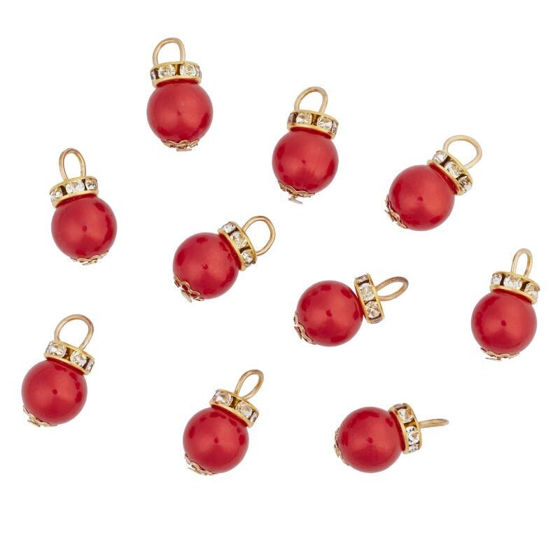 Miniatur Christbaumkugeln rot ca. 1cm - Wichteltür Zubehör. Dekoartikel