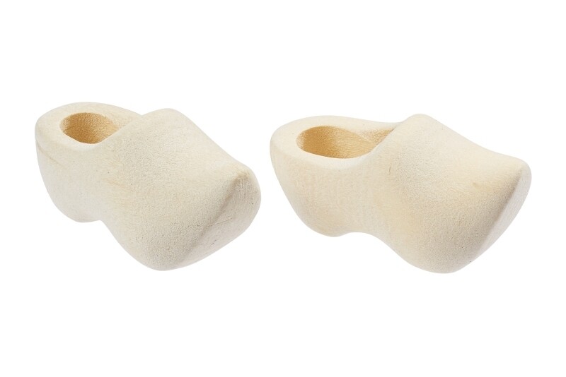 Miniatur Holzschuhe 30 mm - Wichteltür Zubehör. Dekoartikel
