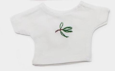 Weißes T-Shirt mit Stickerei. Pine. 23 cm. (Limitiert). Dekoartikel. Gebraucht