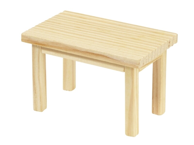 Holztisch rechteckig 8x5x5cm - Tisch. Wichteltür Zubehör. Dekoartikel