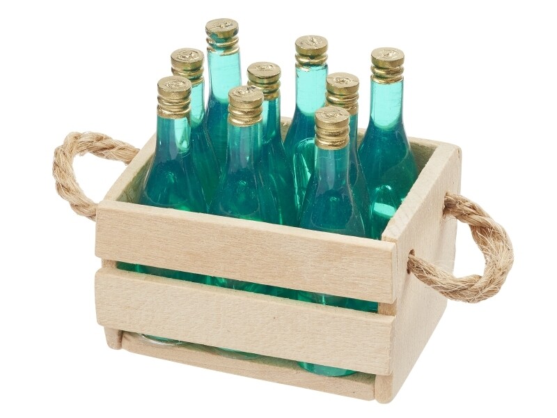 Miniatur Weinkiste, ca. 4cm. Wichteltür Zubehör. Dekoartikel