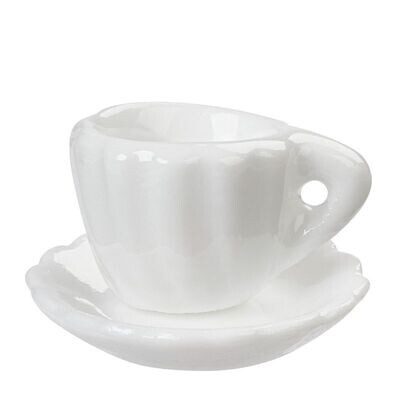 Miniatur Kaffeetasse, Tasse weiß/Keramik, ca.1,8cm. Teetasse. Wichteltür Zubehör. Dekoartikel