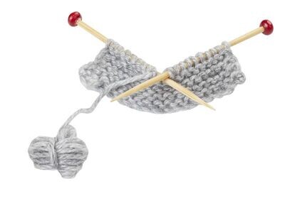 Miniatur Strickzeug Weiß - Wichteltür und Feentür Zubehör. Handarbeit. Dekoartikel
