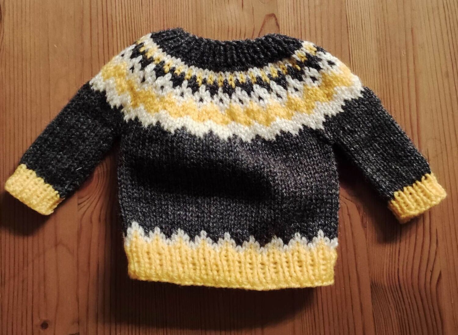 Jacquard Pullover Grau Gelb Baer
