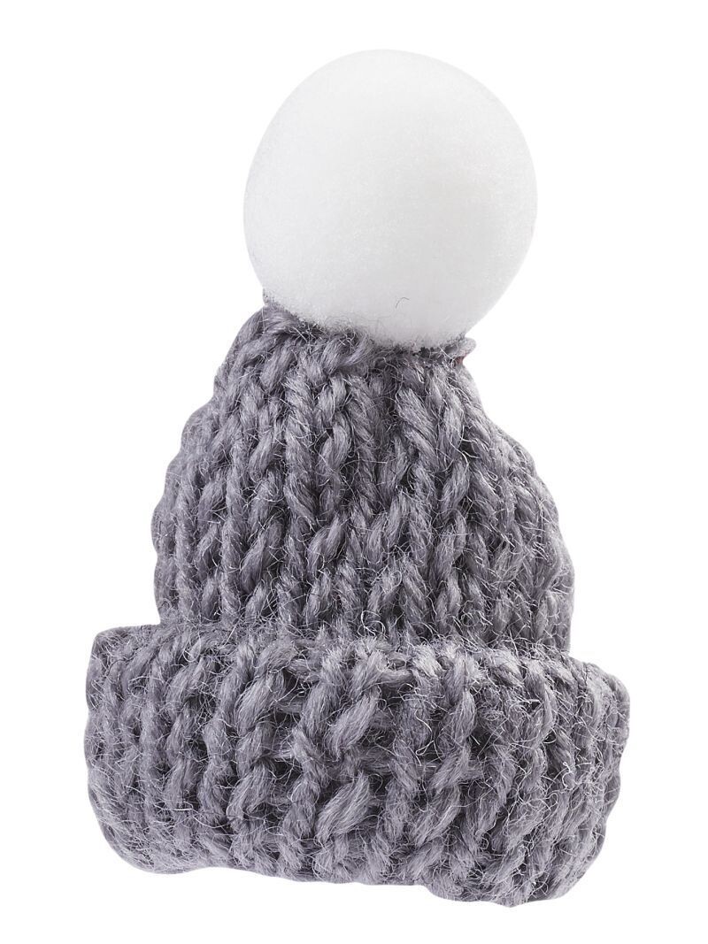 Miniatur Strickmütze dunkelgrau, ca. 4,5cm x 5 cm - Wichteltür Zubehör. Wolle. Dekoartikel