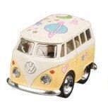 Flower-Power-Bus Gelb 5 cm / VW Microbus mit Druck, Spritzguss. Wichteltür Zubehör. Dekoartikel