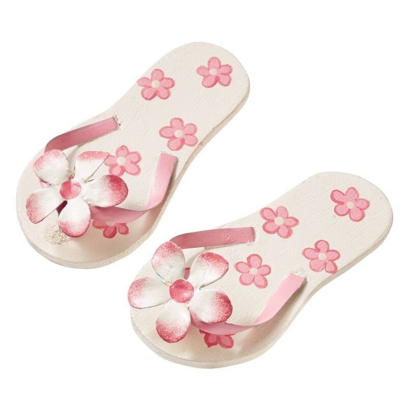 Wichtel Strandschuhe Mini Hawaii Style -  6 cm gross - rosa mit Blume. Dekoartikel