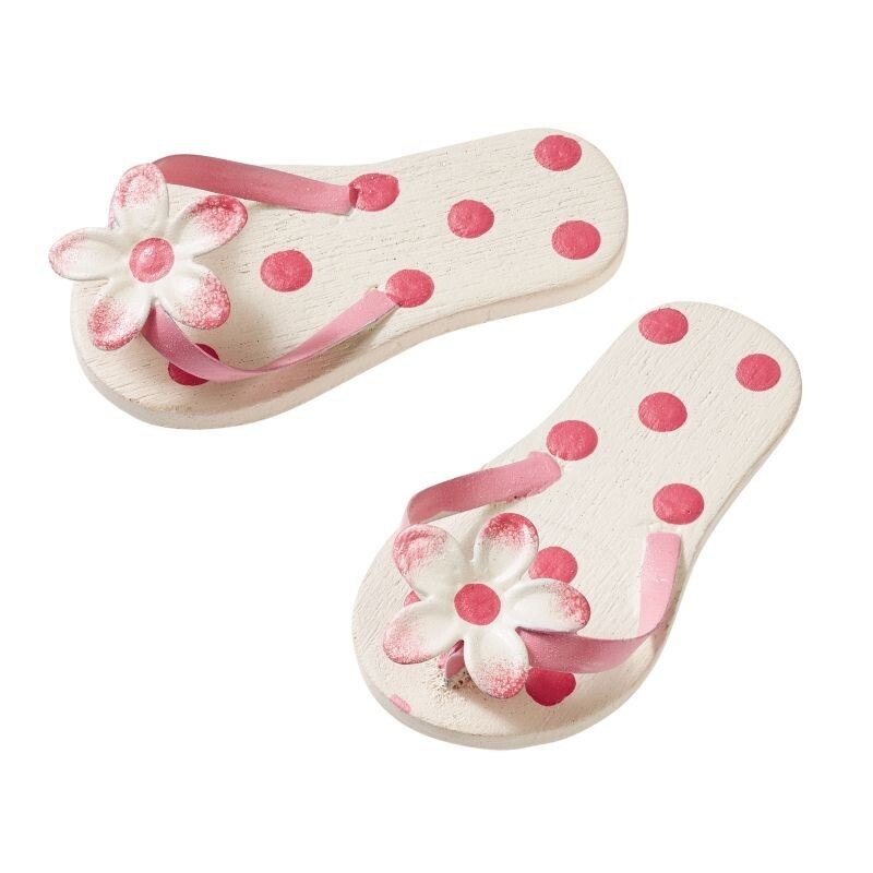 Wichtel Strandschuhe Hawaii Style Mini rosa 4,5 cm mit Punkten ca. 4,5 cm. Wichteltür Zubehör. Dekoartikel
