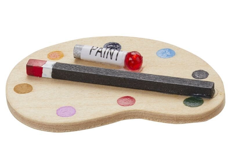 Miniatur Mal Palette, ca. 5cm - Wichteltür Zubehör. Dekoartikel