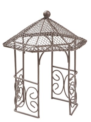 Miniatur Pavillon braun, ca. 14cm - Wichteltür Zubehör. Miniatur Garten. Dekoartikel