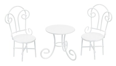 Miniatur Sitzgruppe II, weiss, ca.5-9cm - Wichteltür Zubehör. Miniatur Garten. Dekoartikel