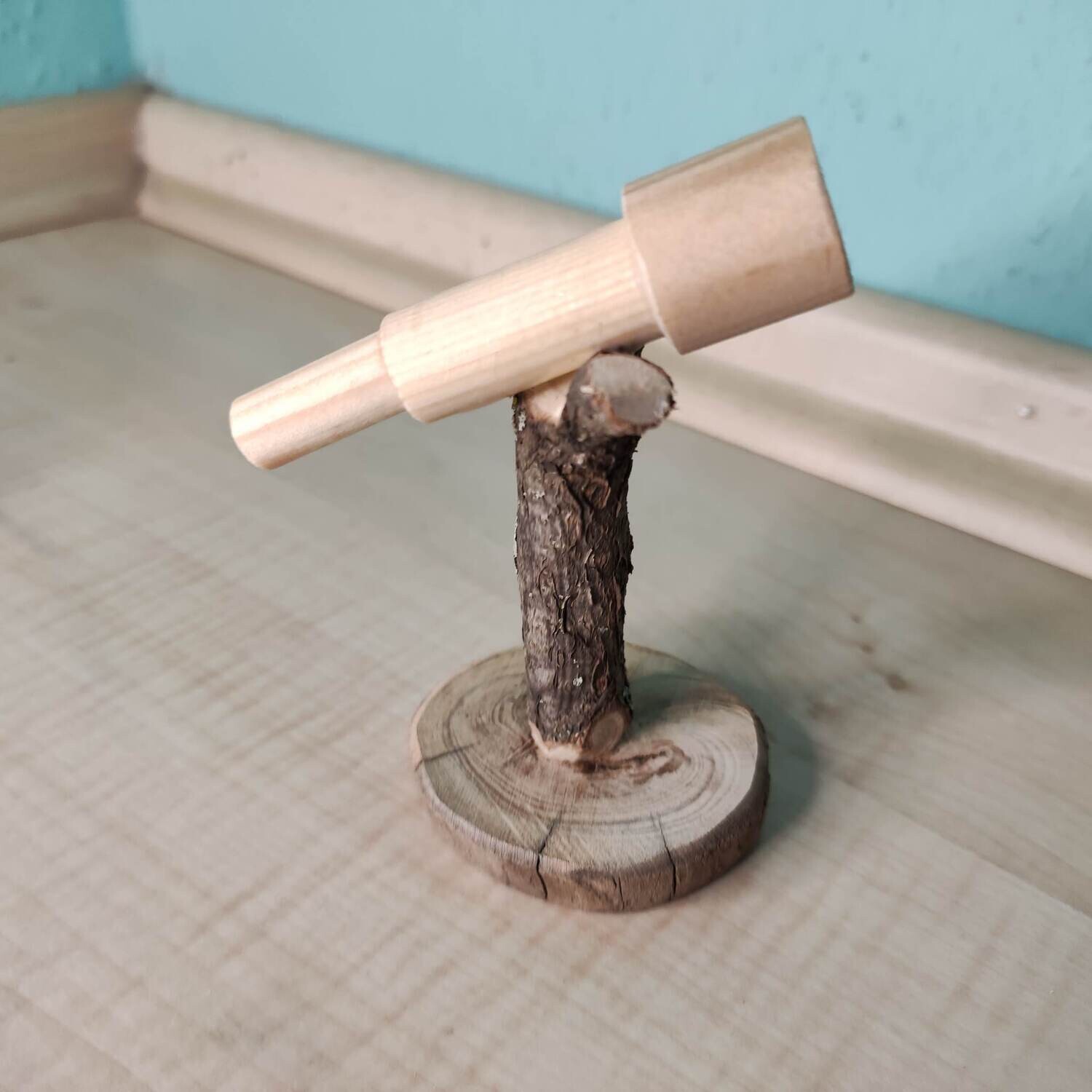 Miniatur Teleskop aus Holz. Wichteltür Zubehör. Fernrohr. Handarbeit. Wichtelwelt