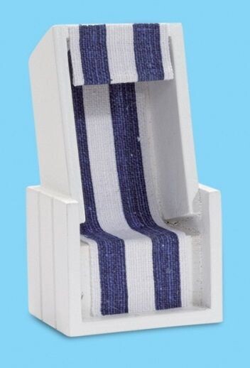 Miniatur Strandkorb weiss/blau 10x6x4cm - Wichteltür Zubehör. Dekoartikel