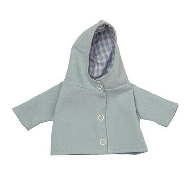 Eine kleine Jacke mit Kapuze Blau (für 23 cm Bären). Leinen. Dekoartikel. Gebraucht