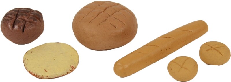 Semmel Brotset. Miniatur Brot. Gebäck. Brot, Baquette und Brötchen. Fladenrot. Wichteltür Zubehör. Dekoartikel