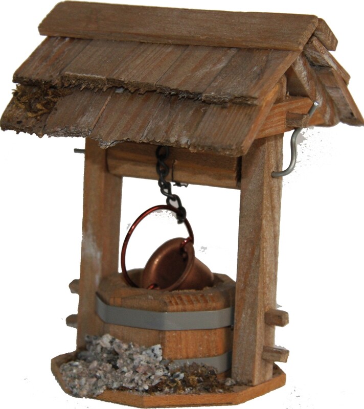 Hofbrunnen mit Dach 9,3 cm. Wichteltür Zubehör. Weihnachtskrippe. Dekoartikel