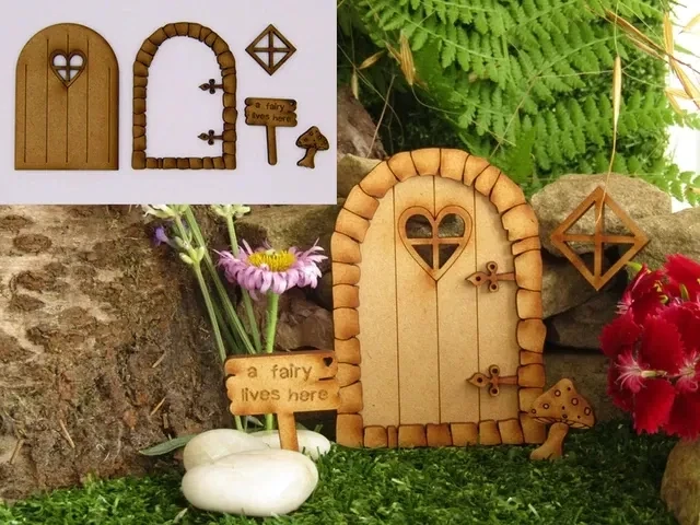 Miniatur Wichteltür Set "A fairy lives here". 3 D. Dekoartikel