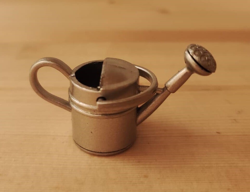 Miniatur Gießkanne metall silber, Wichteltür. Miniaturen. Miniatur Garten. Dekoartikel