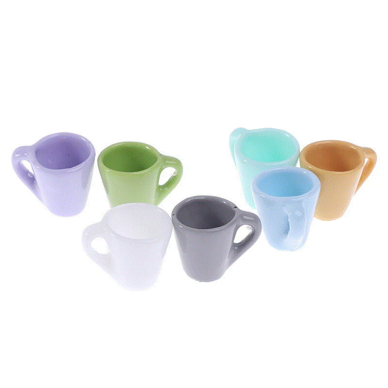 Miniatur Kaffeetassen. Set mit 7 Stück. Farblich sortiert. Wichteltür Zubehör. Dekoartikel
