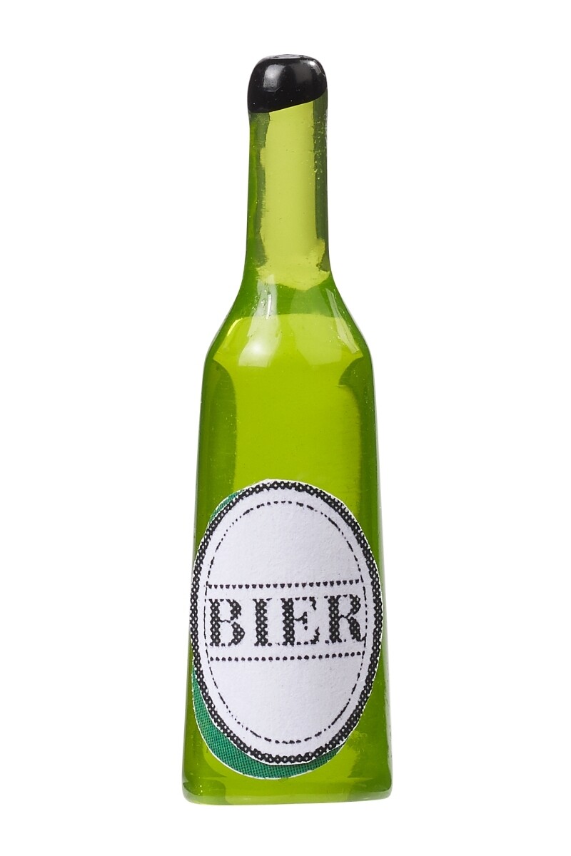 Miniatur Bierflasche, 3,5x1cm, Btl. 4St. Wichteltür Zubehör. Dekoartikel