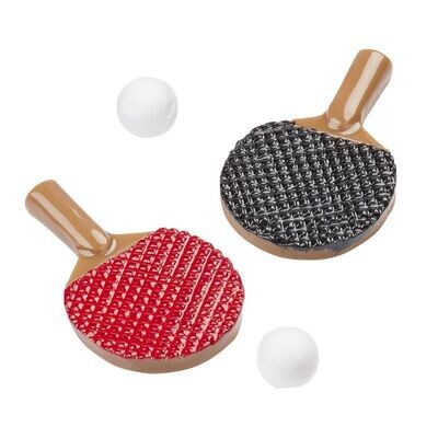 Miniatur Tischtennis Schläger mit 2 Bällen. Wichteltür Zubehör. Miniaturen. Dekoartikel
