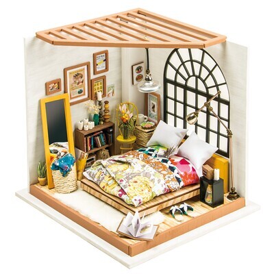 Robotime DIY Alices verträumtes Schlafzimmer. Rolife Haus. 20,3 x 18,4 x18,7 cm DIY. Miniaturen DIY Set.. Dekoartikel