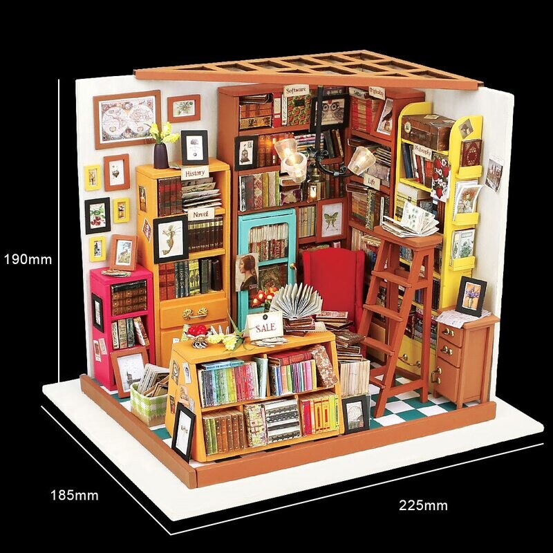 Robotime DIY House Sam's Studio. Rolife Haus Sams Arbeitszimmer 22.5x18.5x19 cm. Miniaturen DIY Set.. Dekoartikel