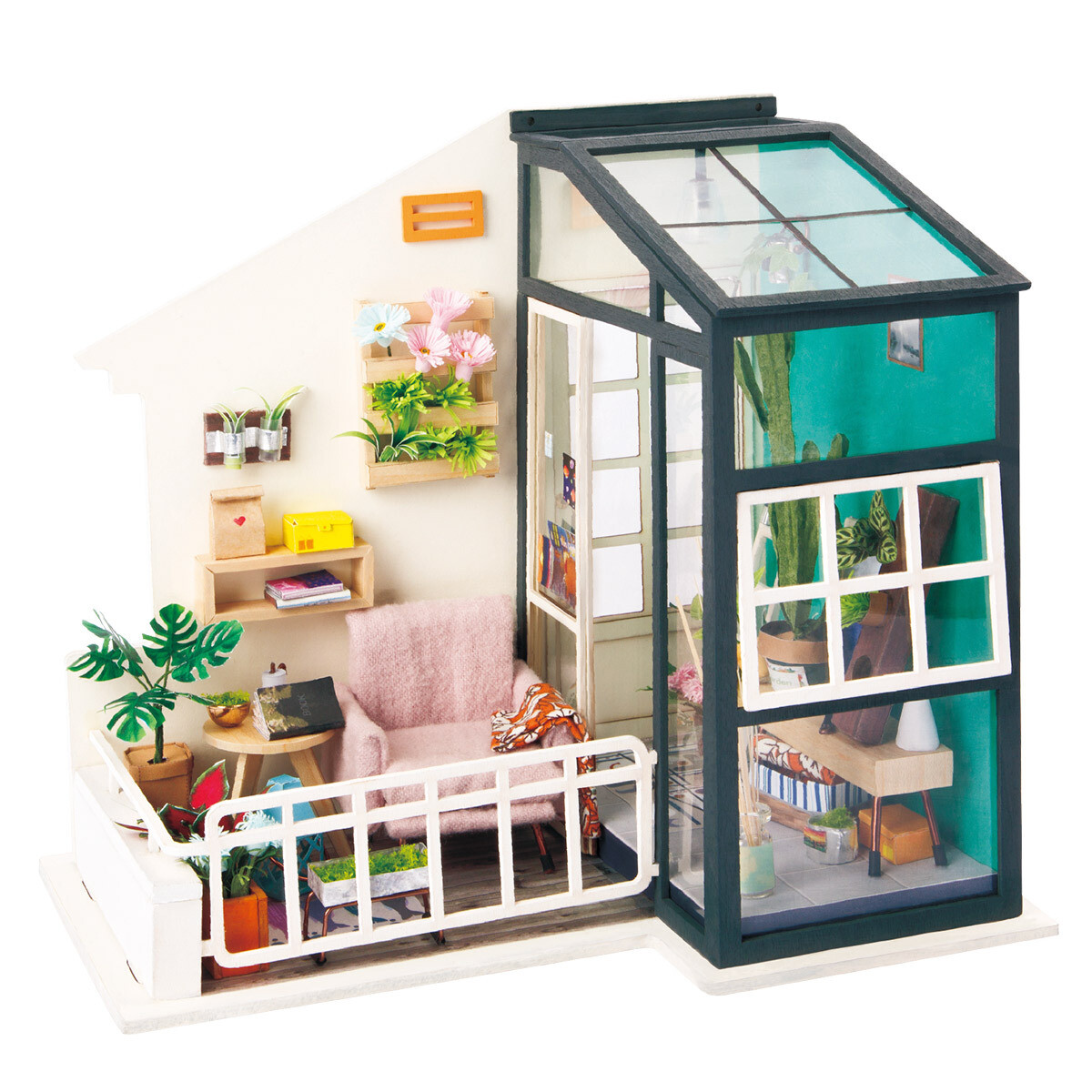 Robotime Diy Balkon Träumen. Rolife Haus Balcony Daydreaming 13,5 x 19 x 17,5 cm Miniaturen DIY Set.. Dekoartikel