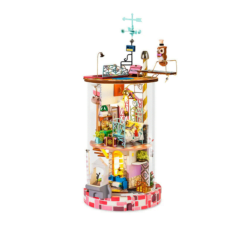 Robotime Blühendes Haus. Rolife Mysterious World Bloomy House 120 x 140 x 280 mm DIY Miniaturbibliothek. Miniaturen DIY. Dekoartikel Set.