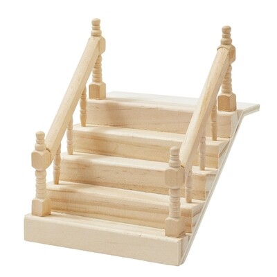 Miniatur Treppe mit Handlauf, Holz. 10 cm. Wichteltür Zubehör. Dekoartikel