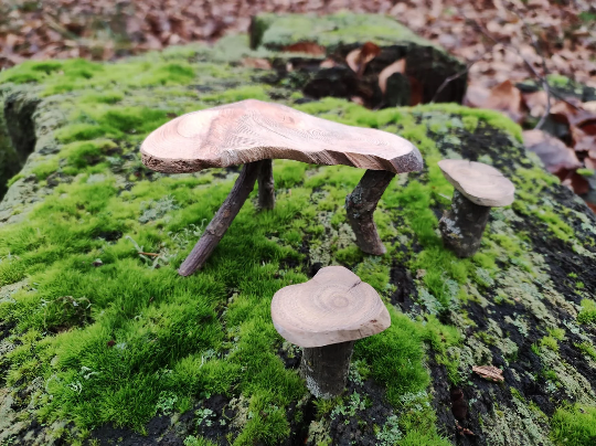 Miniatur Tisch aus Holz mit 2 Hockern. Wichteltür Zubehör. Wichtelwelt. Dekoartikel