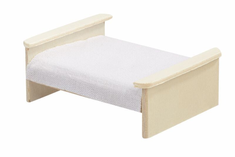 Miniatur Bett natur. Wichteltür Zubehör. Dekoartikel Miniatur Bett natur. Wichteltür Zubehör. Dekoartikel