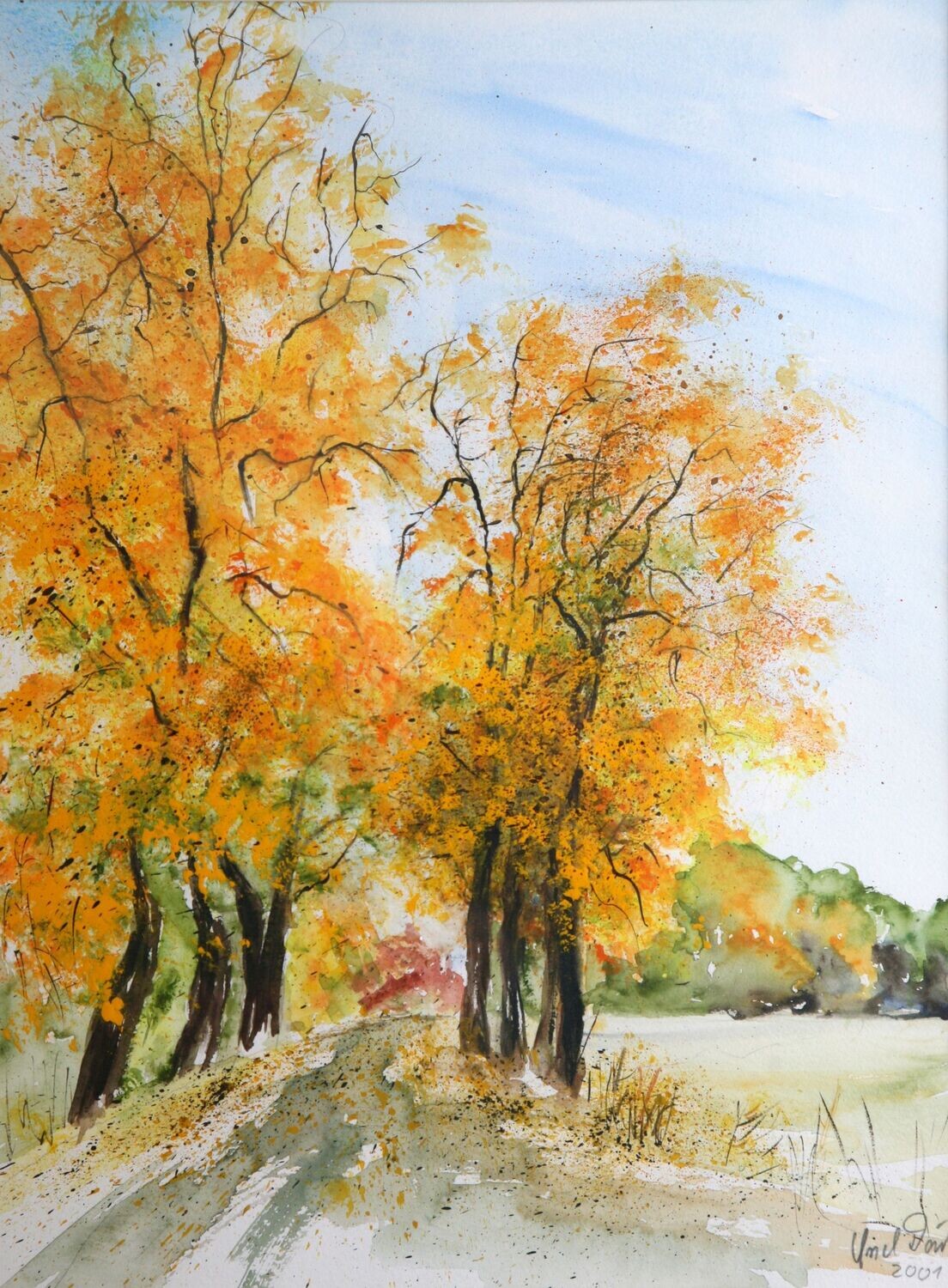 Herbst in Eichmedien. Original Aquarell von Ursel Dörr