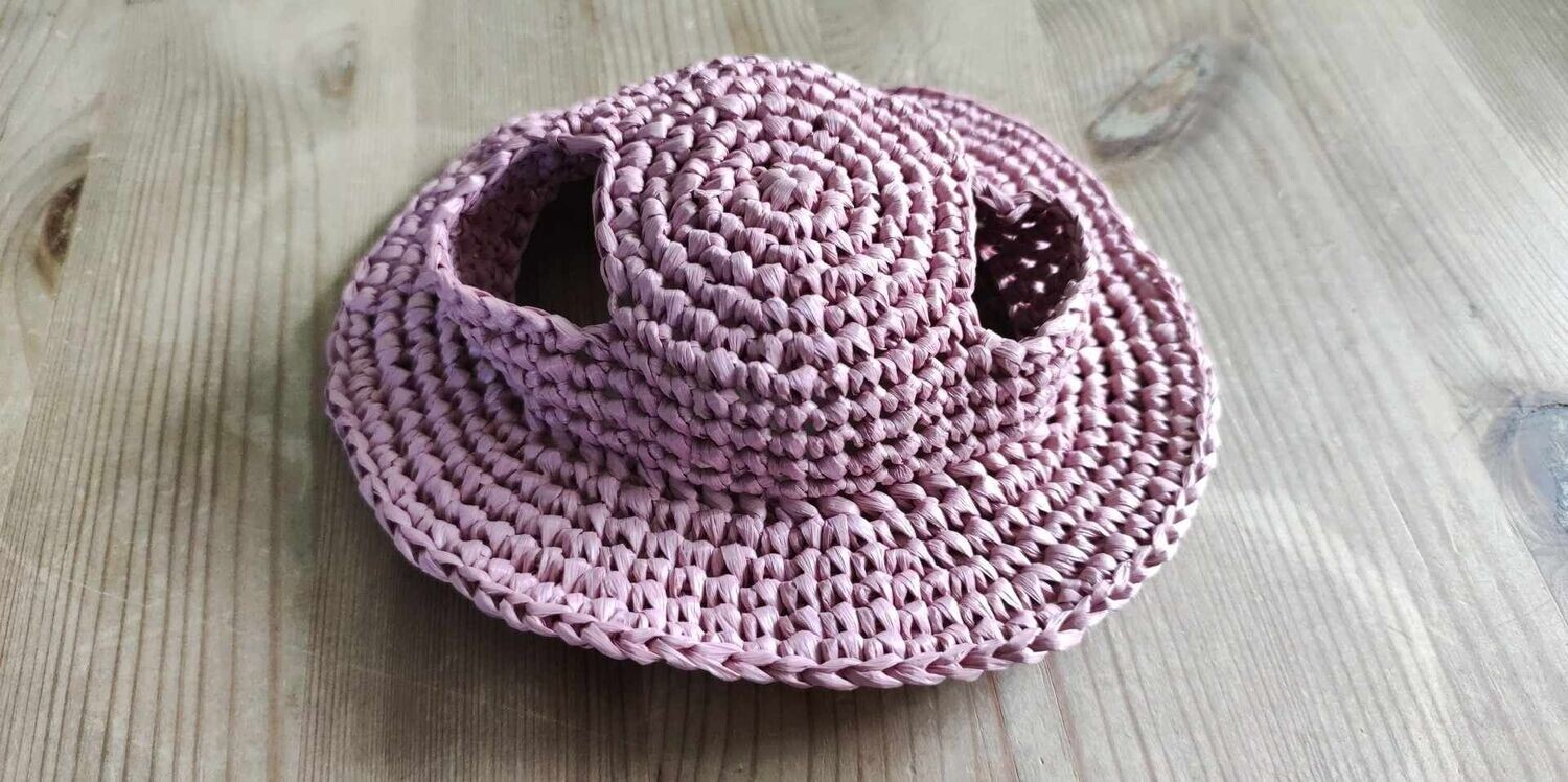 Strohhut. großer Hut Pink (Für 40 cm Bären). Dekoartikel. Gebraucht