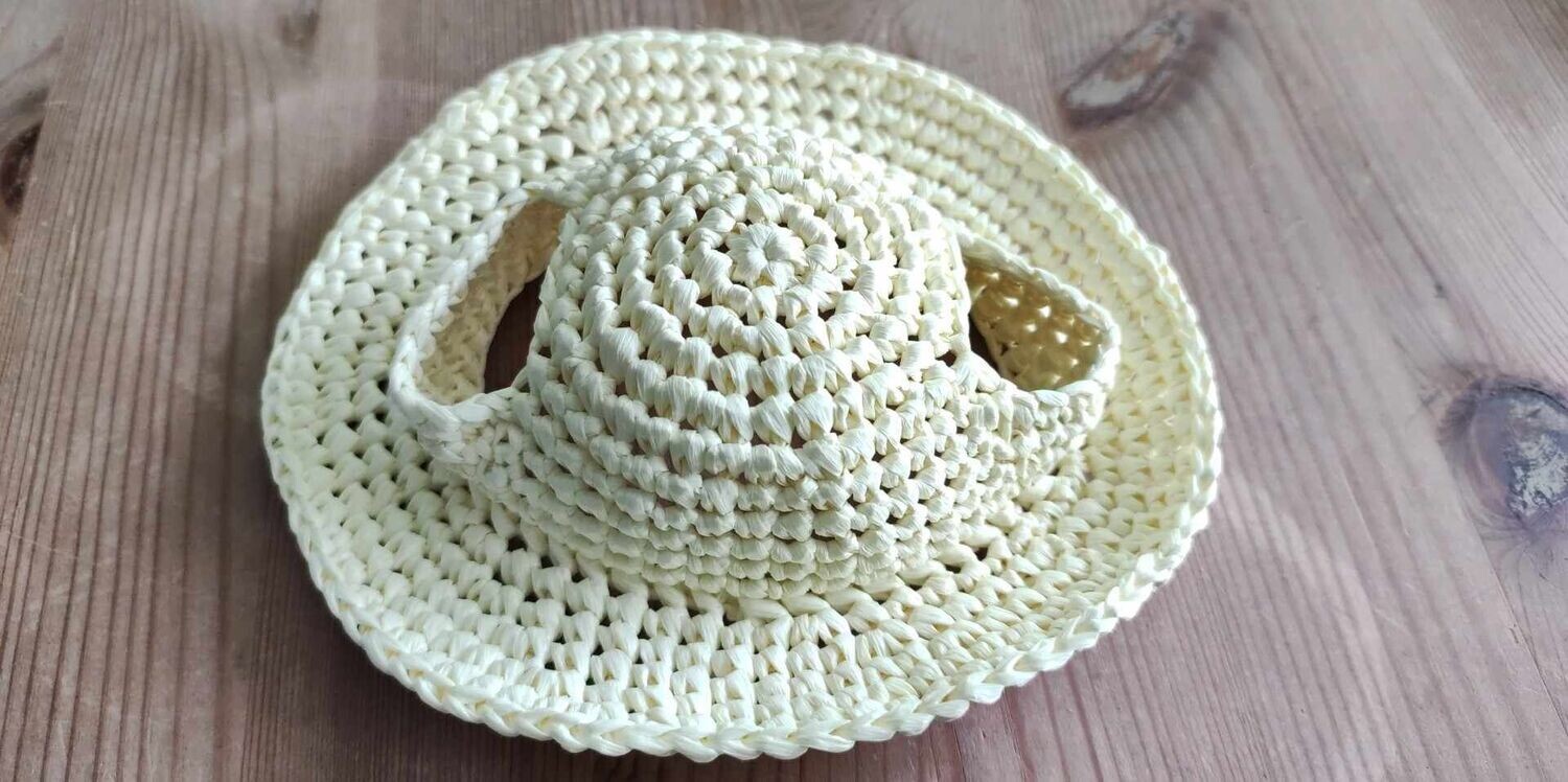 Strohhut.  Hut Zitrone (Für 40 cm Bären). Dekoartikel. Gebraucht