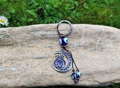 Blue Evil Eye Schluesselanhaenger Eule