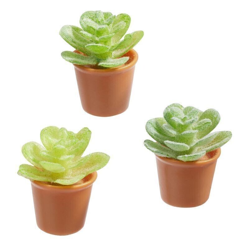 Blumentöpfe, 2,3 cm, 3 Stück. Wichteltür Zubehör. Miniaturen. Pflanzen Wichtelgarten. Dekoartikel