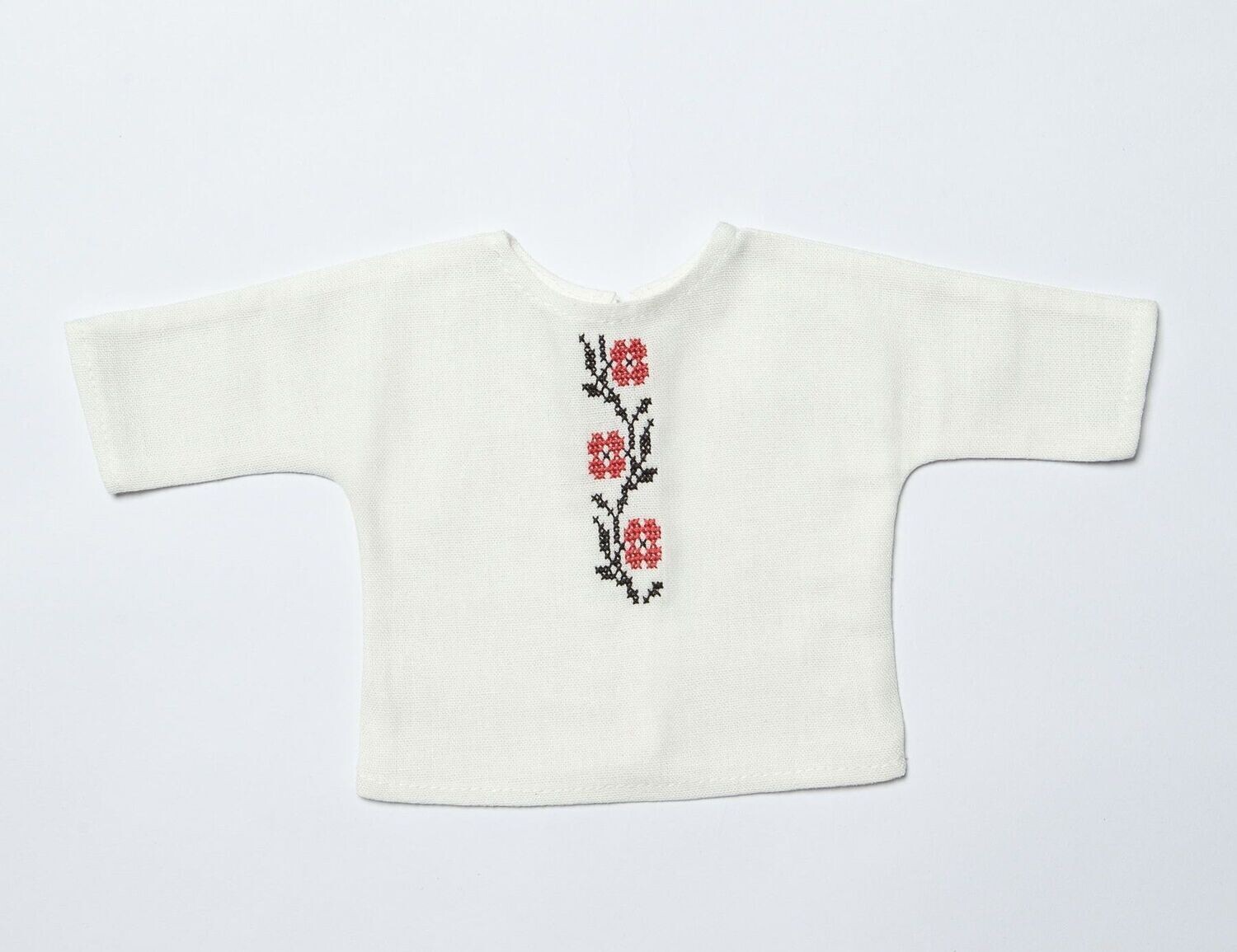 Gesticktes Shirt Vyshyvanka weiß mit Blumen Ornament bestickt. Traditionelle Vyshivanka Tracht. Für 40 cm Bären. Dekoartikel. Gebraucht