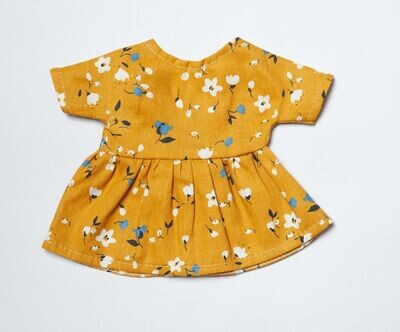 Mustard Kleidchen mit Blumen (für 23 cm Bären). Baumwolle. Dekorartikel. Gebraucht
