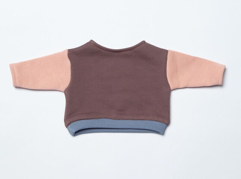 Mehrfarbiges Sweatshirt. Pullover. Braun. Baumwolle. Für 40 cm Bären. Dekoartikel. Gebraucht