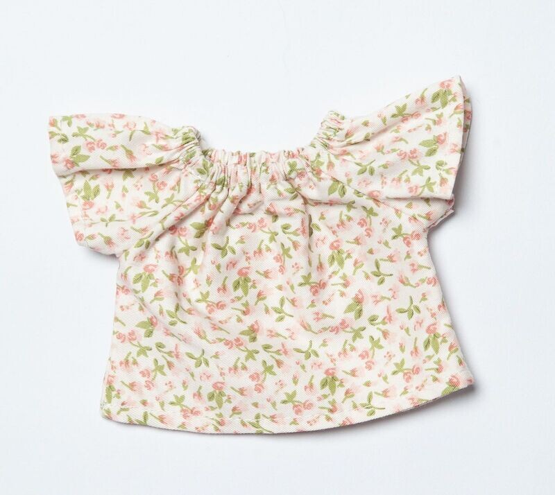 Kleine Bluse Blumenmuster (für 23 cm Bären). Baumwolle. Dekoartikel. Gebraucht