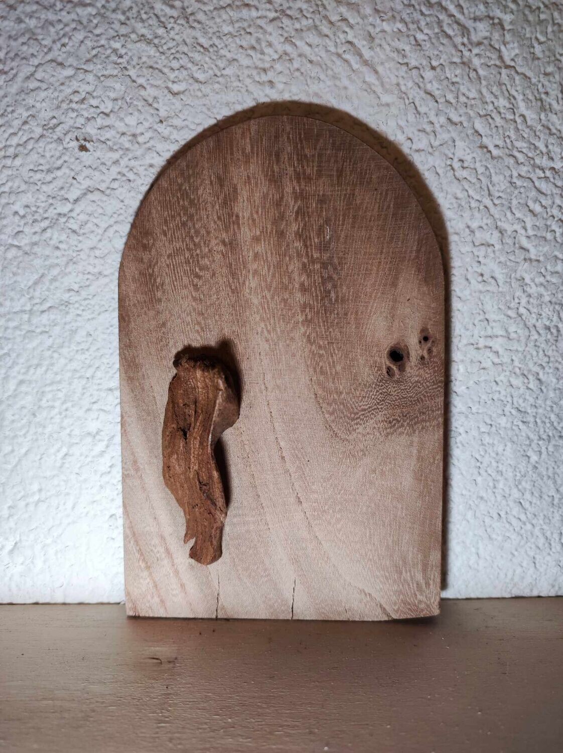 Wichteltür mit Holzgriff 11,5 cm, Buchenholz. Unikat. Dekoartikel