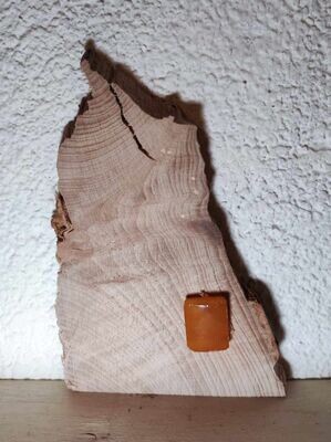 Magische Wichteltür mit Bernsteingriff 9,5 cm, Buchenholz. Unikat. Dekoartikel
